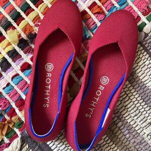 Red round toe Rothy's ballet flats